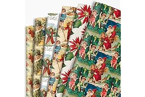Dtiafu Vintage Christmas Wrapping Paper - Retro Xmas Gift Wrap Paper