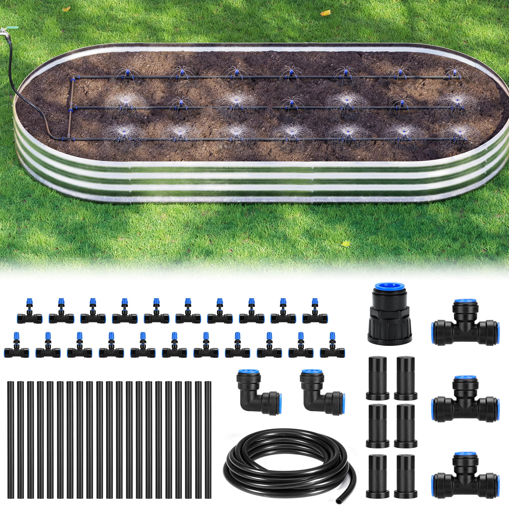 HIRALIY Raised Bed Drip Irrigation Kit Large