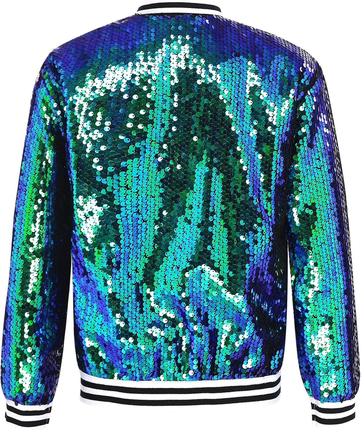 Sywiyi Kids Girls Sequin Bomber Jacket Long Sleeve Baseball Jacket Sports Coat Hip-hop Dance Tops Outwear