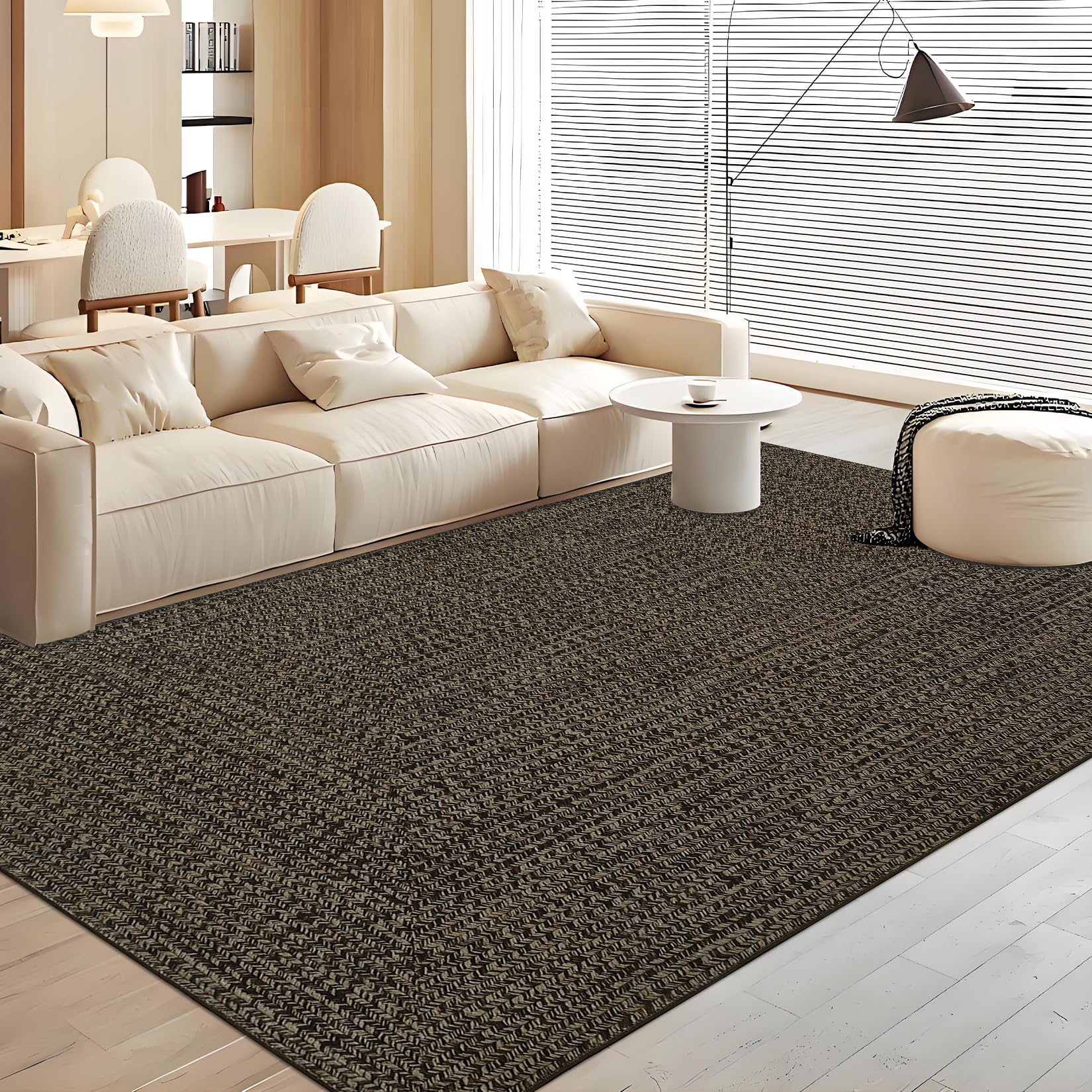 SIMILAR TO..Washable Rug 9x12 Area Rug for Bedroom Print Braided Modern Living Room Rug Soft Large Area Rug Non Slip Throw Rugs Stain Resistant Carpet for Nursery Dining Room Office 9'x12' Black/Brown Black/Brown 9' x 12' (Rectangular)
