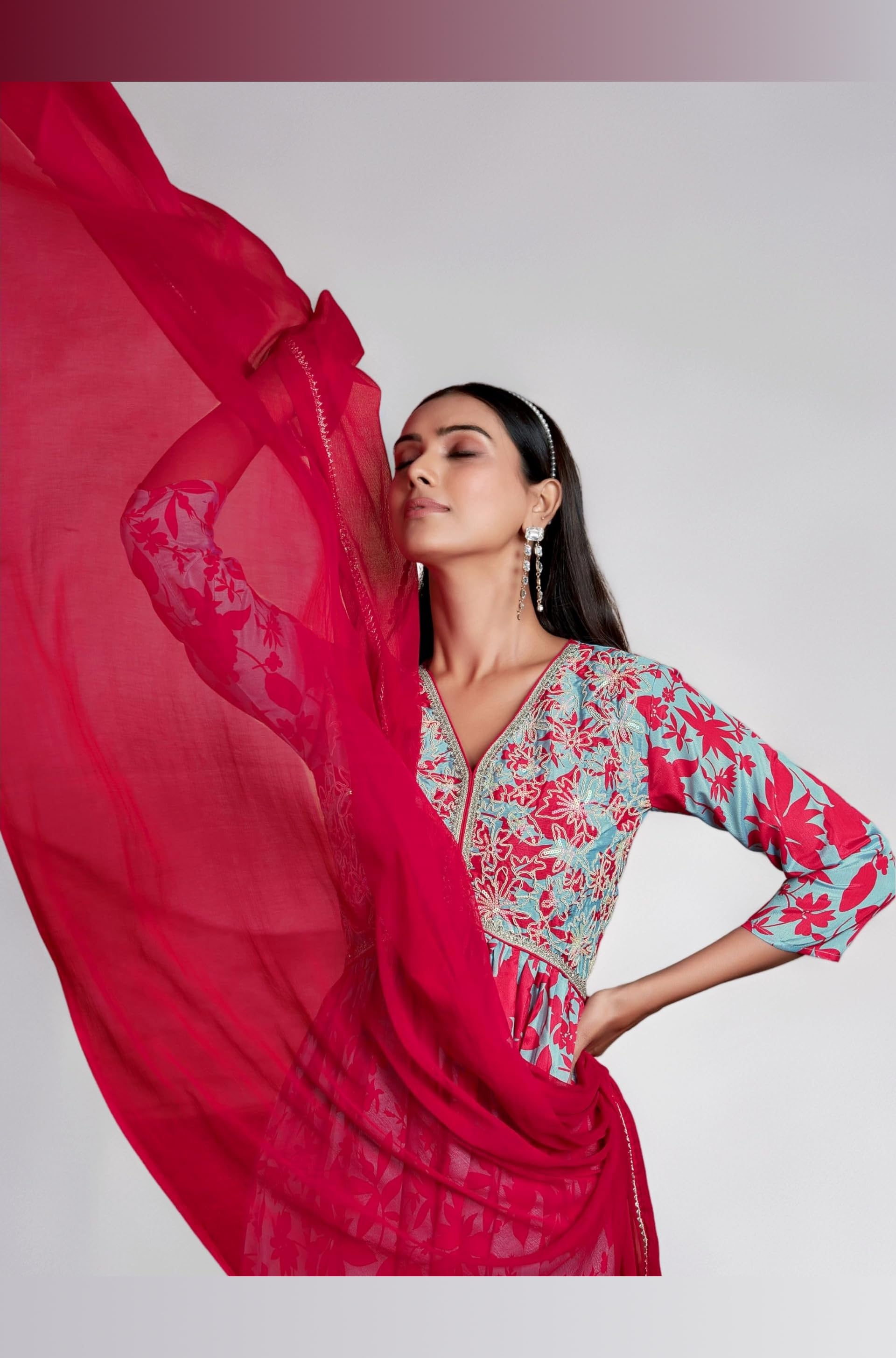 Women's Cotton Silk Embroidered Alia Cut Kurta Pant with Dupatta Set | Ethnic Set | Wedding | Outfit | Heavy | Suit
