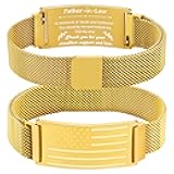Jesvo To My Dad/New Dad/Stepdad/Father-in-Law Bracelet, Adjustable Stainless Steel American Flag Bracelet Christian Birthday Graduation Gifts Jewelry for Men Boys
