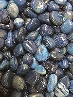 Vista 4 de Ágata teñida pulida, piezas grandes de 1 pulgada con bolsa de terciopelo (1 libra, azul)