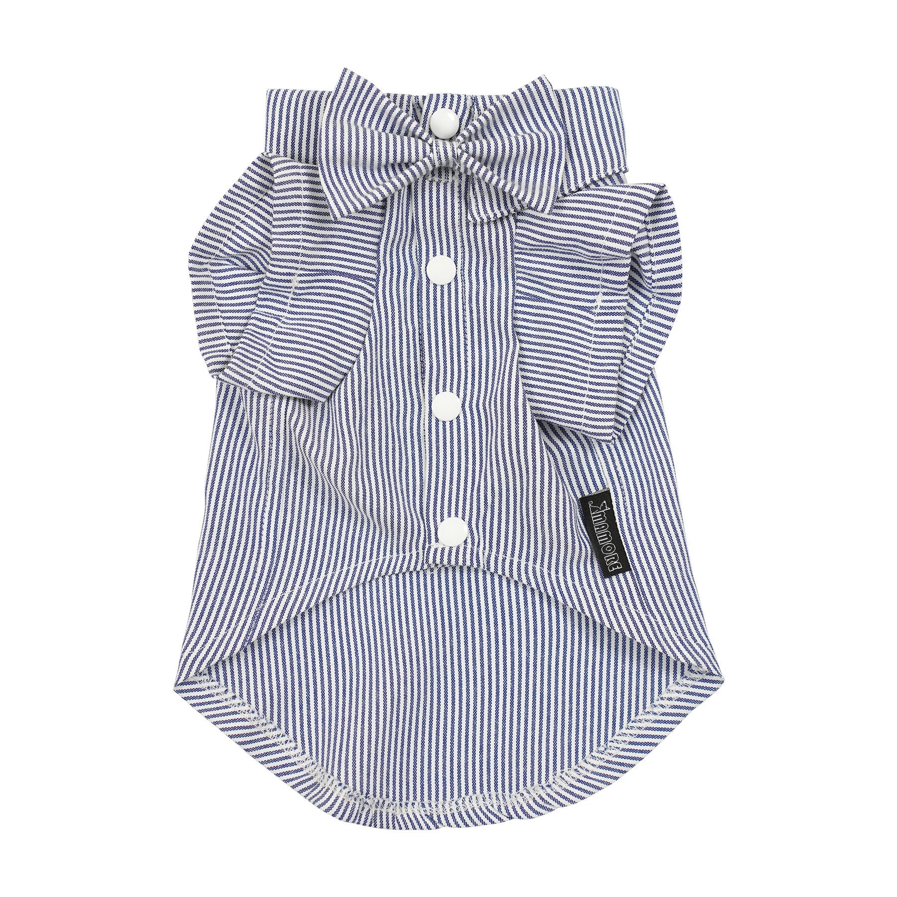 Pet Shirt Clothes for Dogs and Cats, Plaid Cotton Polo Shirts Adorable Casual Pet Apparel T Shirts (Blue Stripe, Large)
