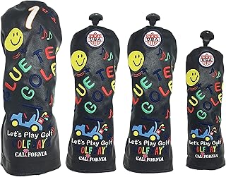 【４本セット販売】 BLUE TEE GOLF California 【スマイル＆カートモデル SMILE & CART】キャットハンド ヘッドカバー (ブラック)