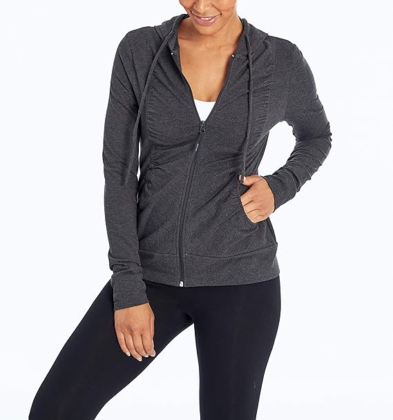 Marika Women's Ruched Hoodie Jacket, Heather Charcoal, XLarge Amazon