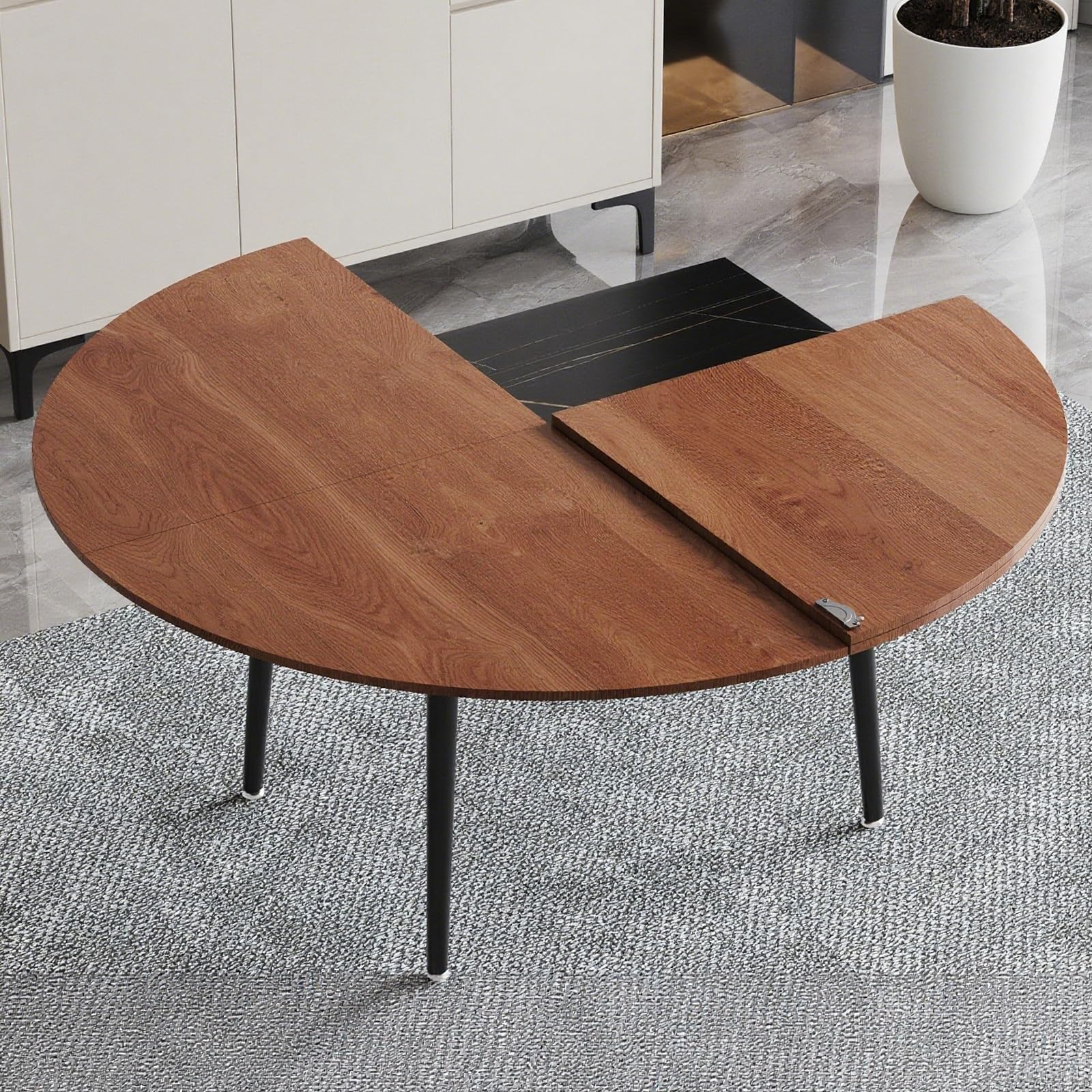Tonuuoei Large wooden Foldable Round Tabletop Four-fold,wooden trays for food,table top extender,Household Table Dining ，with 10 People，for outdoor/indoor(Walnut,200cm/78.7in)