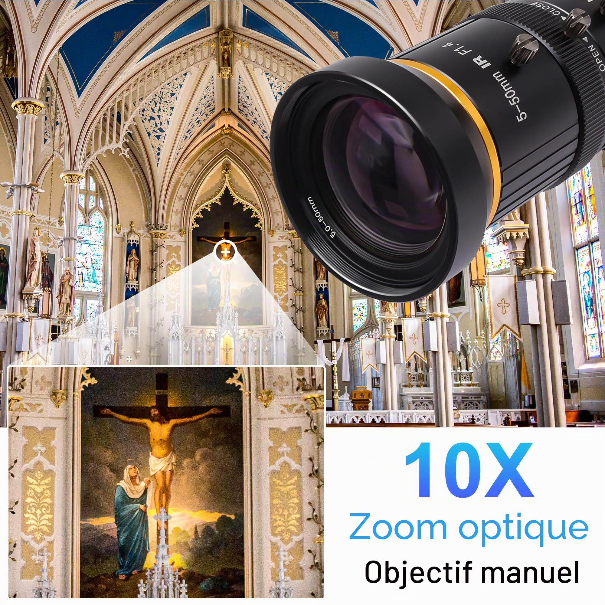 Svpro Caméra USB 4K HDMI avec téléobjectif 5-50mm,Mise au Point Manuelle Webcam Streaming H.264 H.265 Zoom caméra Industrielle pour Ordinateur/Moniteur/TV/projecteur