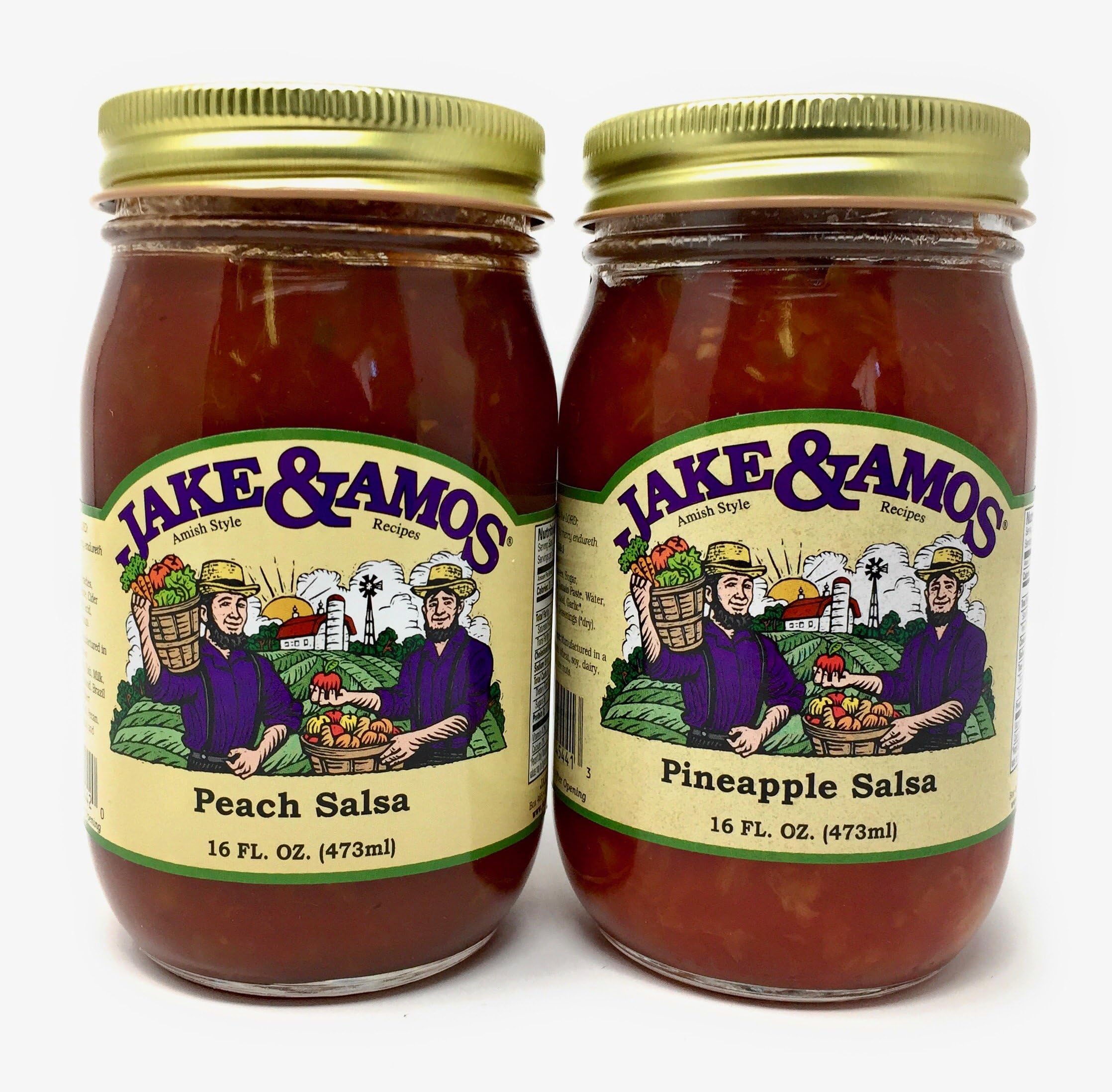 Jake & Amos Peach Salsa & Pineapple Salsa / 2 - 16 Oz. Jars