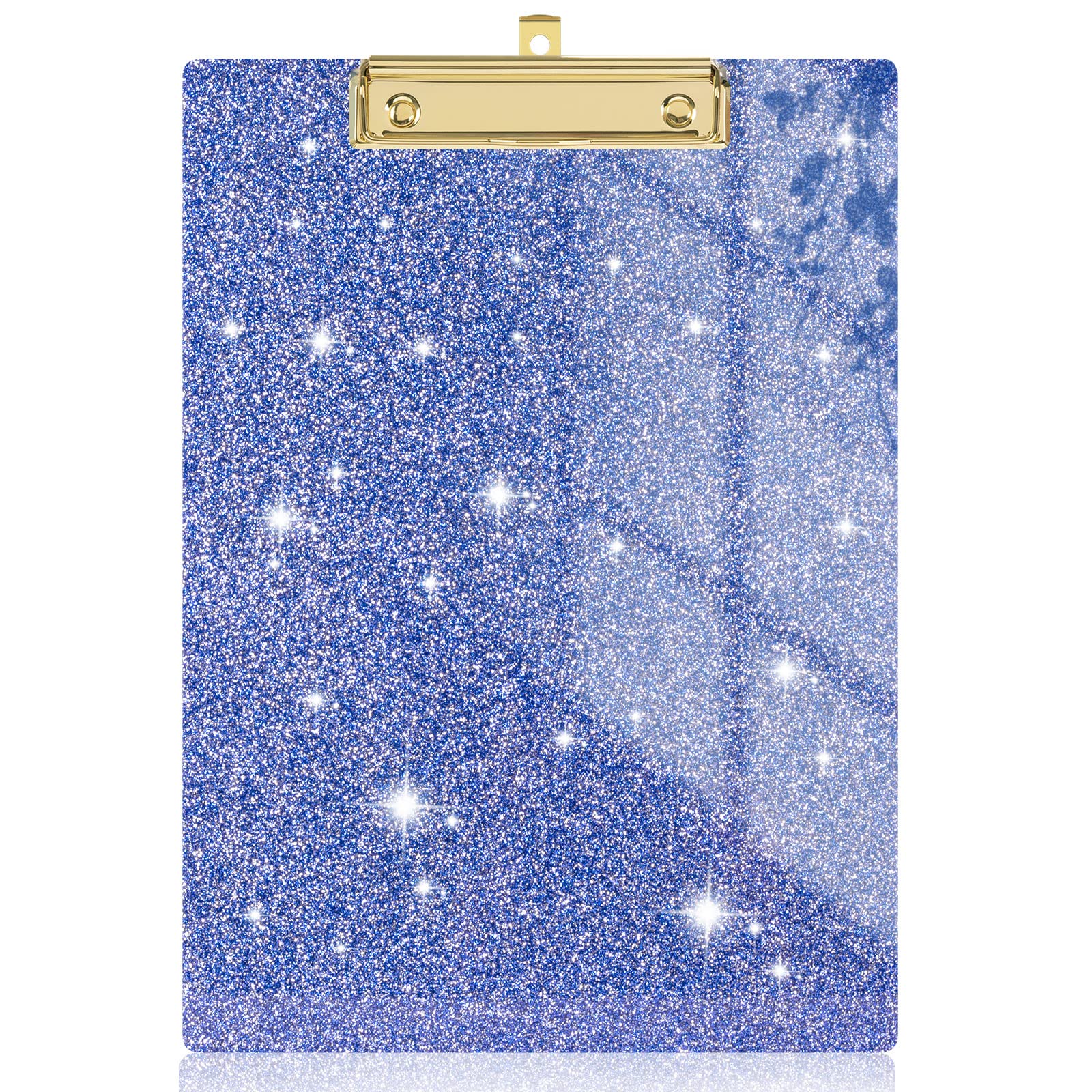 Rimilak Acrylic Glitter Clipboards, Sparkly Board with Low Profile Gold Clip, Designed for Classroom School and Office Use, A4 Letter Size 9 x 12.5 in, Blue โ image 1