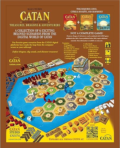 Miniatura 2 de CATAN Expansión de escenarios de tesoros, dragones y aventureros, juego de mesa de estrategia, juego familiar para niños y adultos, a partir de 12
