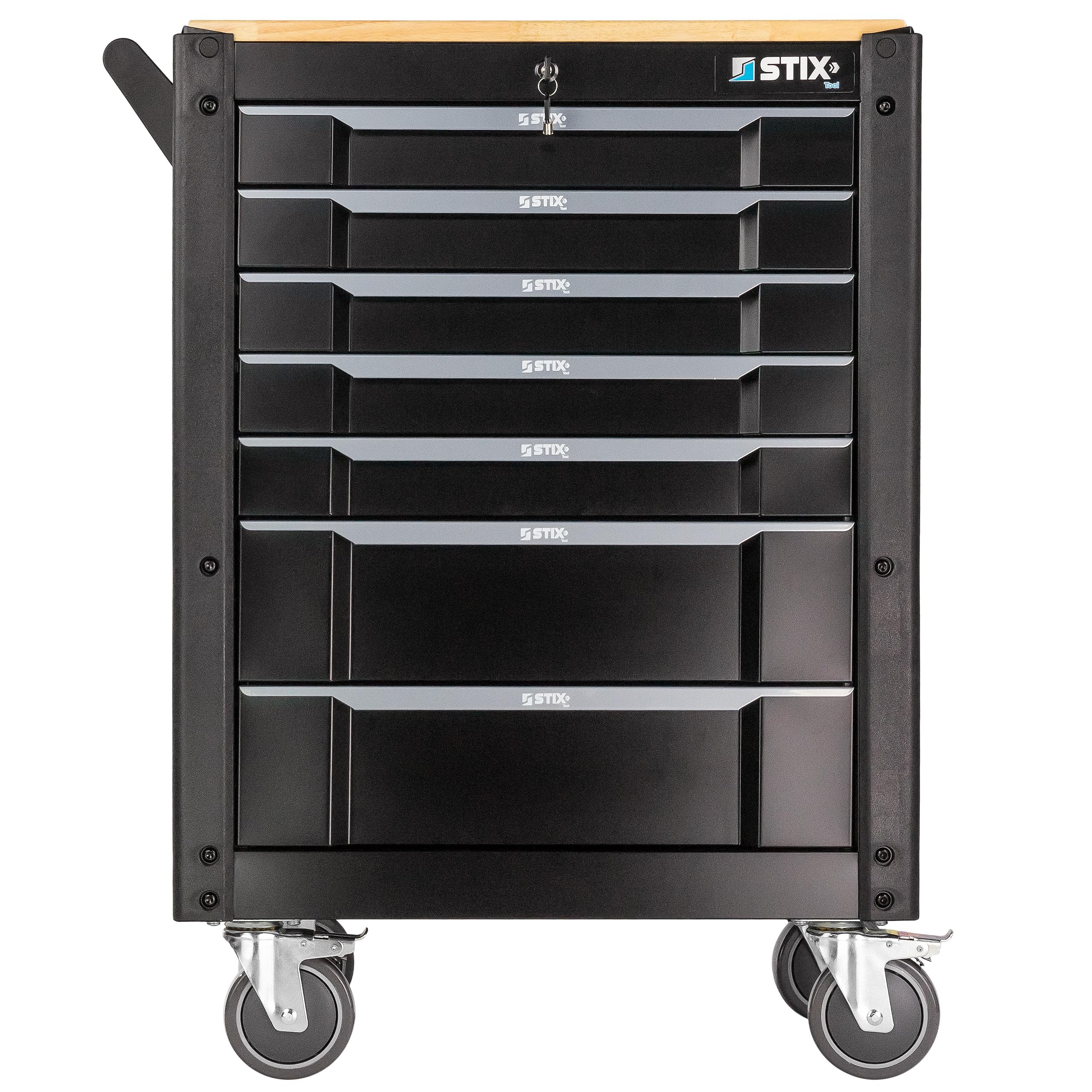 STIX UltimatePro C7 Servante d'atelier 7 tiroirs, Plateau en Bois d'hévéa