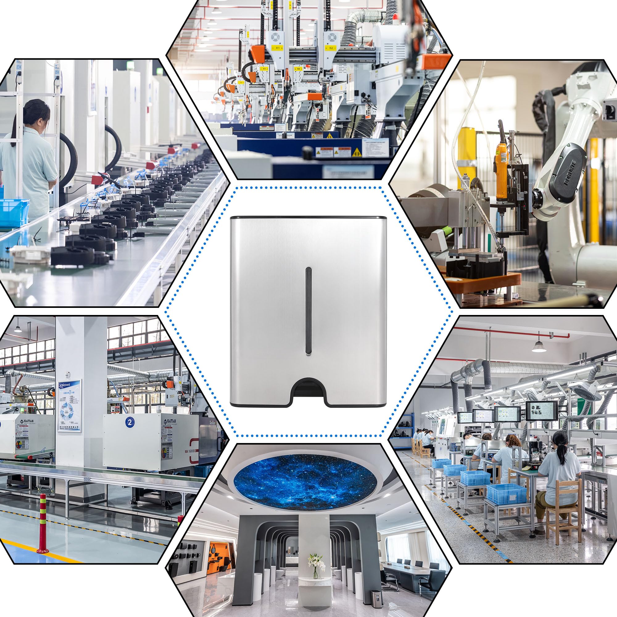 Goetland Commerciale Dispenser Carta Asciugamani da Parete con Serratura Capacità 300 Interfold Piega a V Acciaio Inossidabile ABS Apertura Laterale per Bagni Pubblici e Locali Commerciali