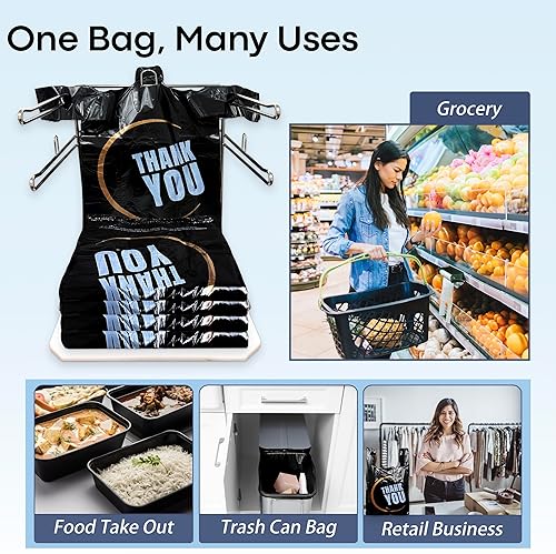 Miniatura 23 de YoYoRain Paquete de 1000 bolsas blancas de agradecimiento para camisetas con asas, bolsas de plástico de 11 x 6 x 21 pulgadas para compras, venta al