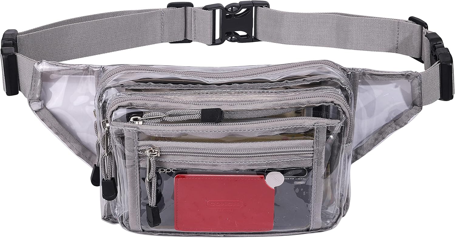 Clear Bag Stadium Approved Transparent Fanny Pack for Women for Work,Multi-purpose Waist Bag for Travel & Sporting Event (Grey Clear) - Image 2