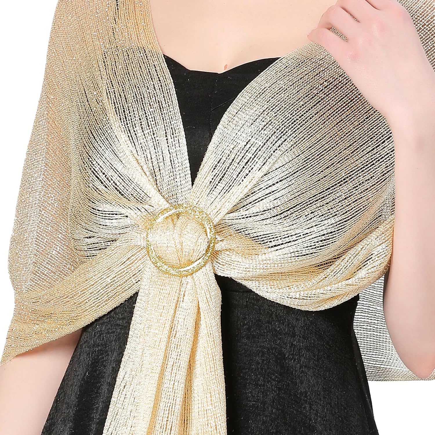 Shawls and Wraps for Formal Evening Dresses with Buckle, Sparkling Metallic Women Shawls for Weddings Parties - Image 4