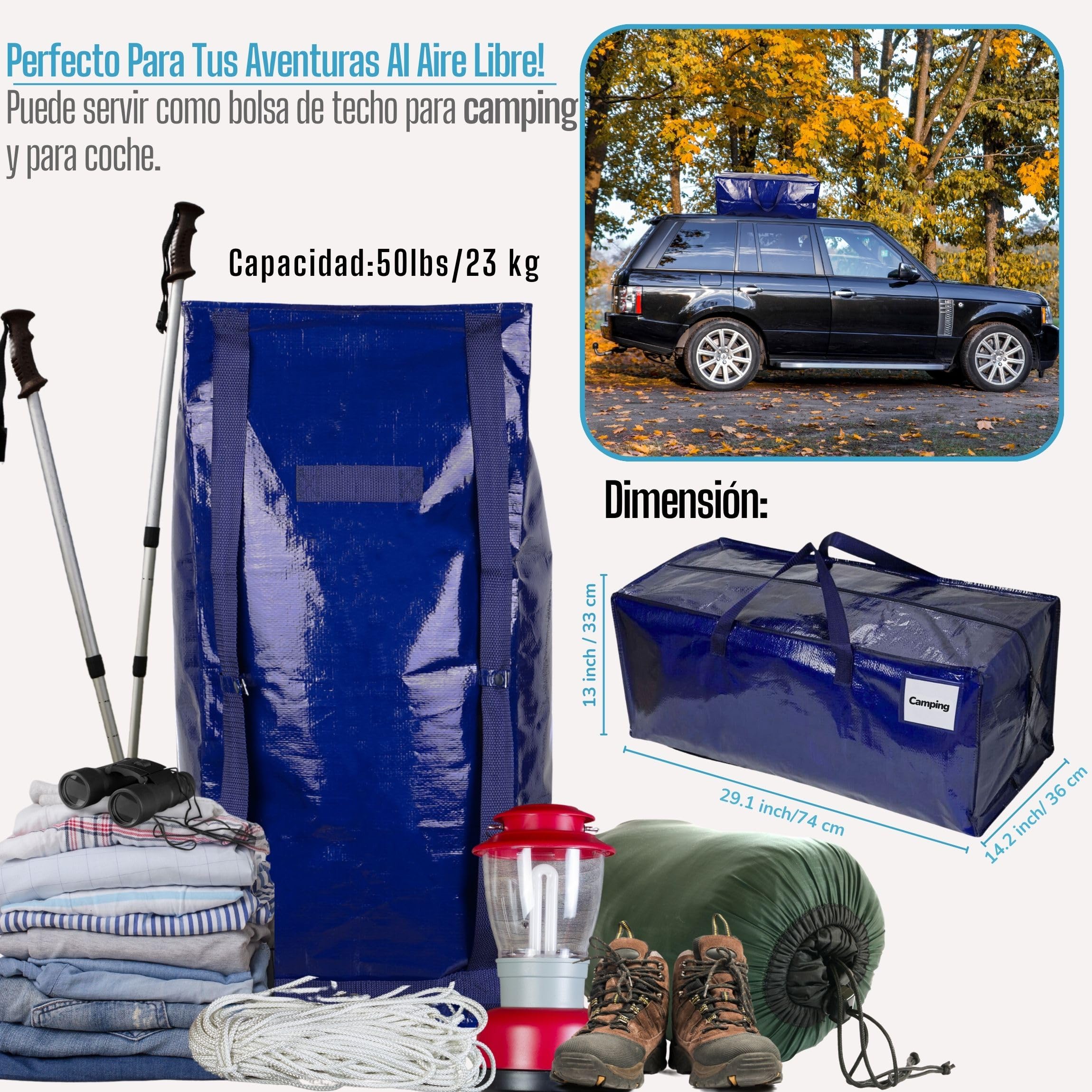 VENO Pack de 6 Bolsas de Mudanza, Almacenamiento Extra Grande con Correas de Mochila, Cremalleras y Asas Resistentes, Bolsas de Lavandería para Guardar Ropa y Embalar (Azul, Pack de 6)