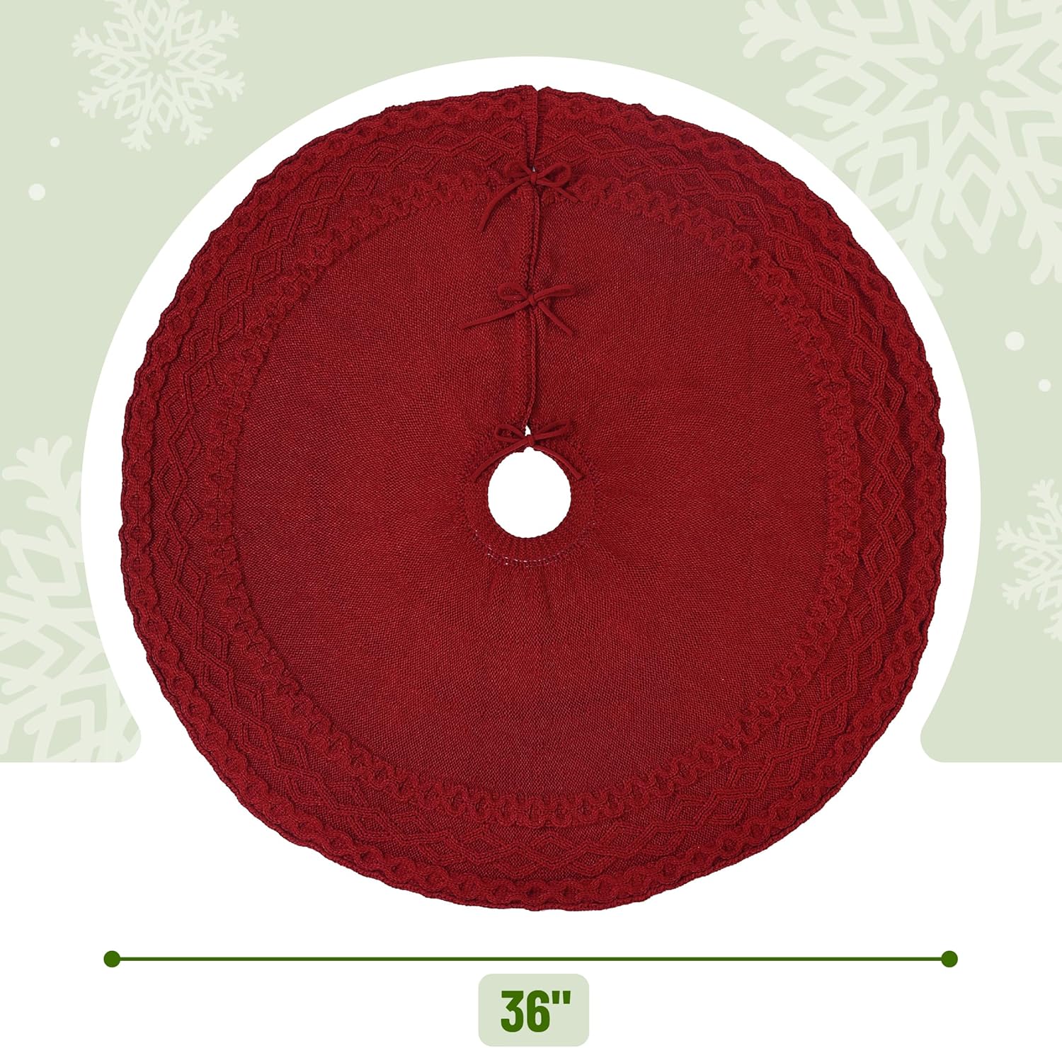 Mr. Pen- Christmas Tree Skirt, 36, Red Knitted Christmas Skirt Tree for Xmas Trees