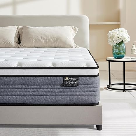 King Mattress, 14 Inch King Size Mattresses, 14 inch Hybrid Pocketed Coil Mattress in a Box with Gel Memory Foam, Medium Firm, CertiPUR-US Certified