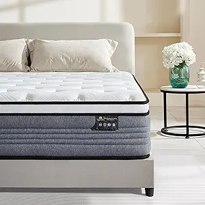 Queen Mattress, 14 Inch Queen Size Mattresses, 14 Inch Hybrid Pocketed Coil Mattress in a Box, CertiPUR-US Certified