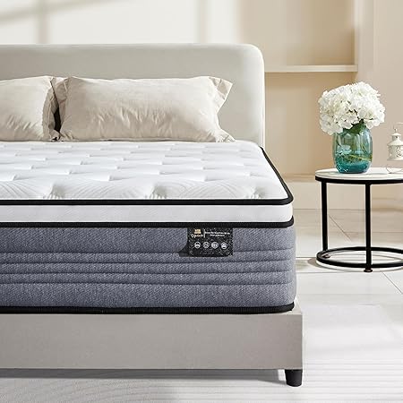 King Mattress, 14 Inch King Size Mattresses, 14 inch Hybrid Pocketed Coil Mattress in a Box with Gel Memory Foam, Medium Firm, CertiPUR-US Certified