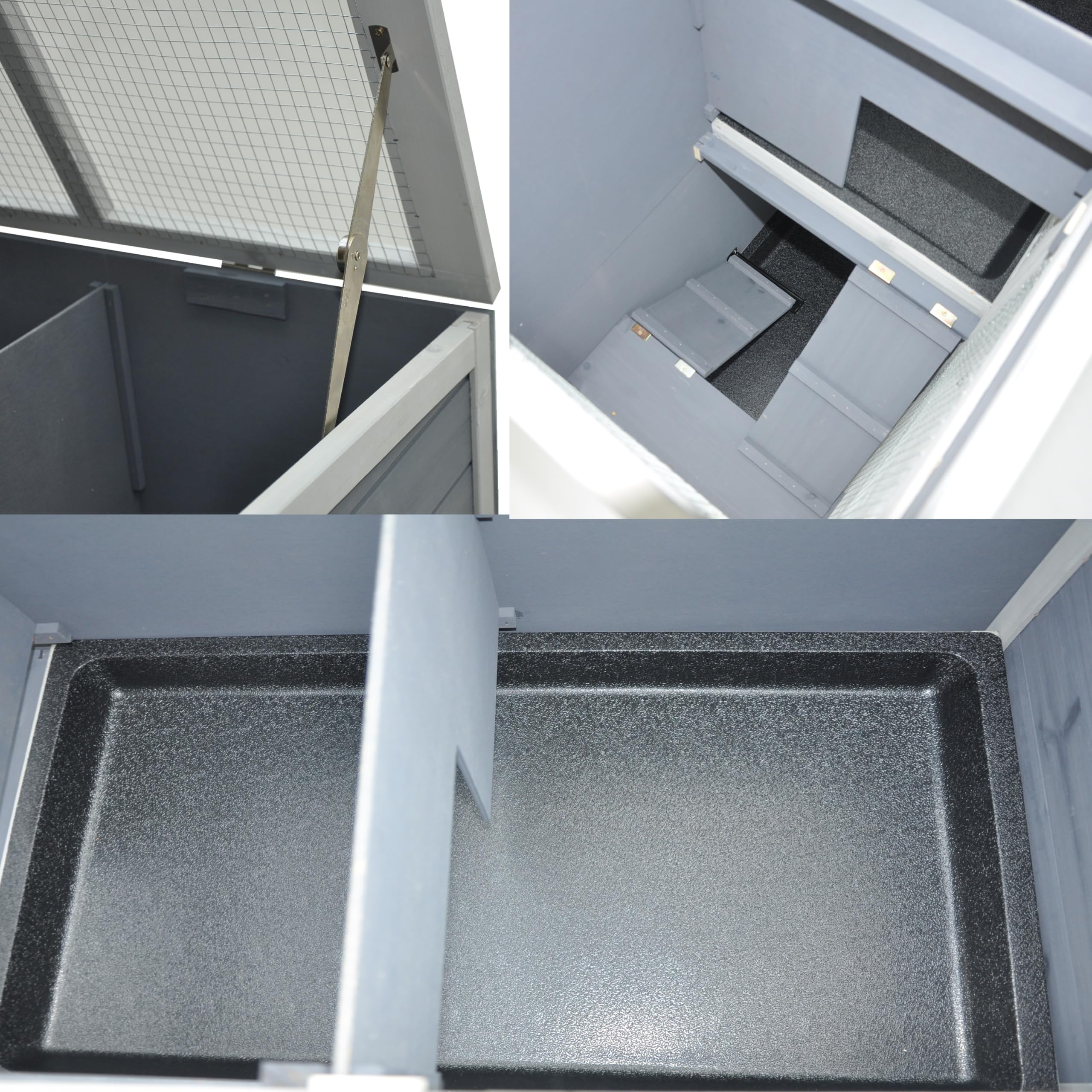 nanook Indoor Kleintierstall Hamster Meerschweinchenstall Zwergkaninchen seitliche Aufgänge für mehr Platz - lasiert - feststellbare Rollfüße - praktische Dachöffnung - 111 x 45 x 107 cm - grau