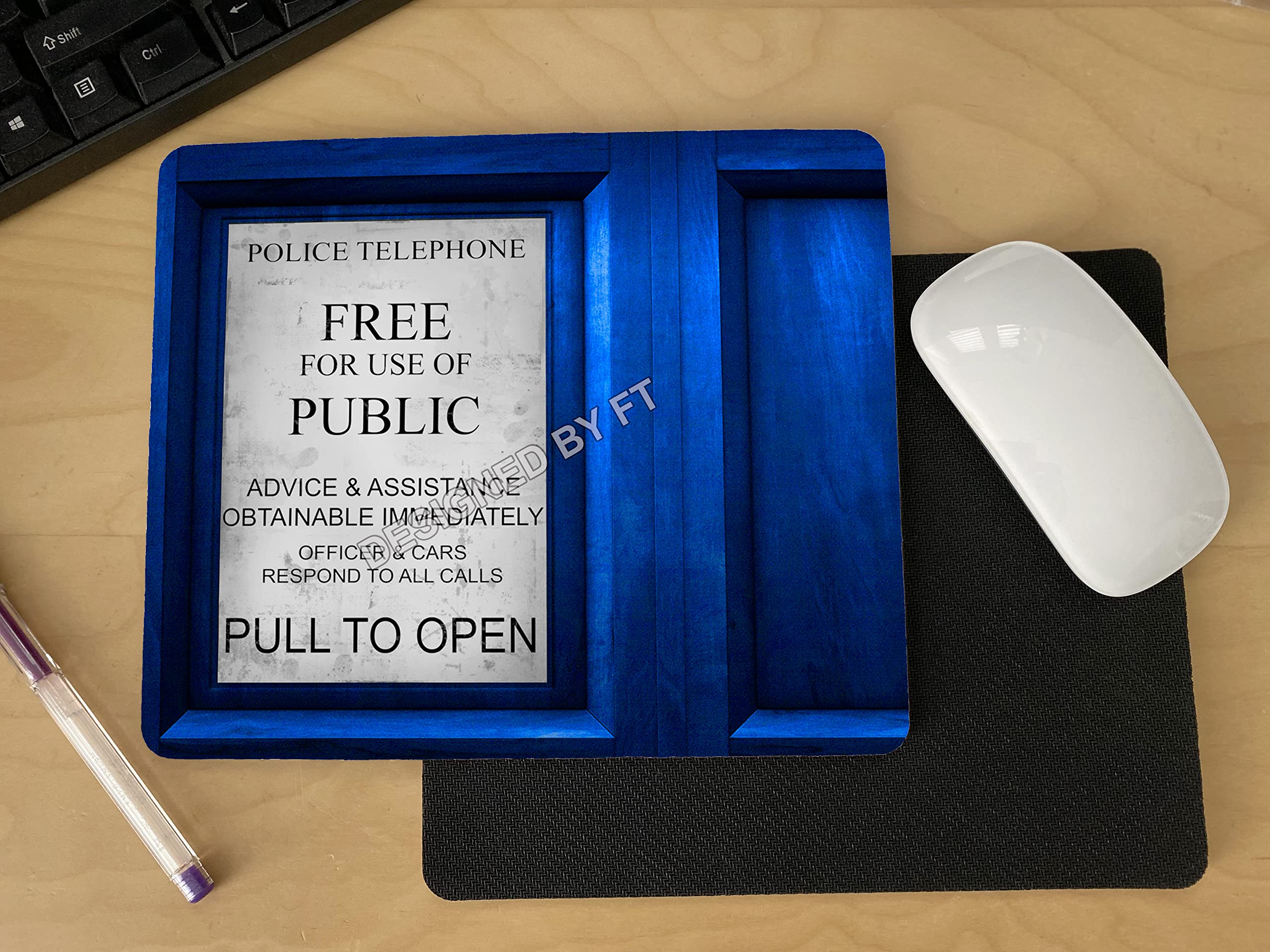 FTFlyingTurtles Dr. WHO Telephone Booth Premium Mouse mat pad designed