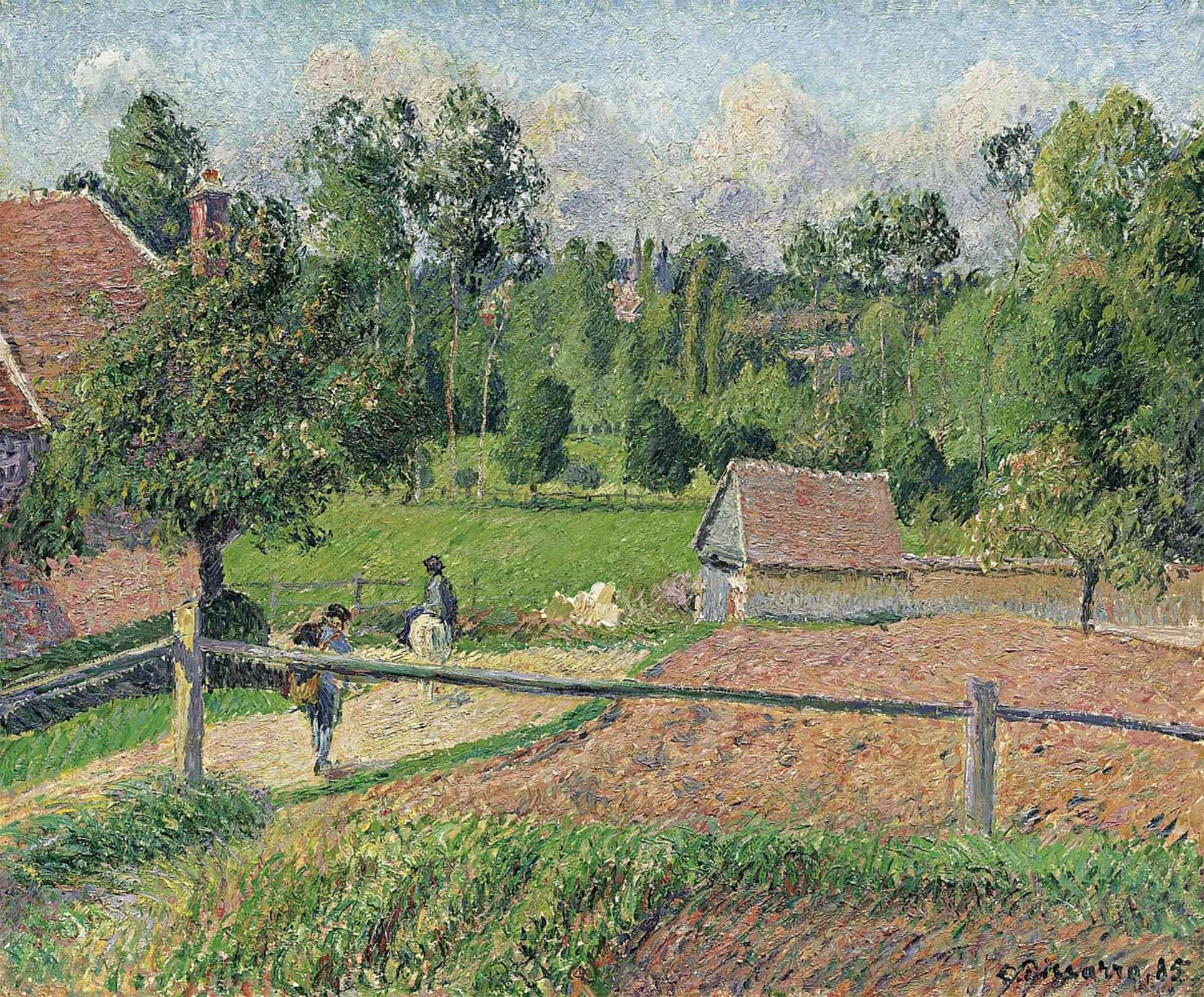 Lienzo decorativo premium Vista de Eragny de Pissarro, cuadro vintage elegante de 60x90 5