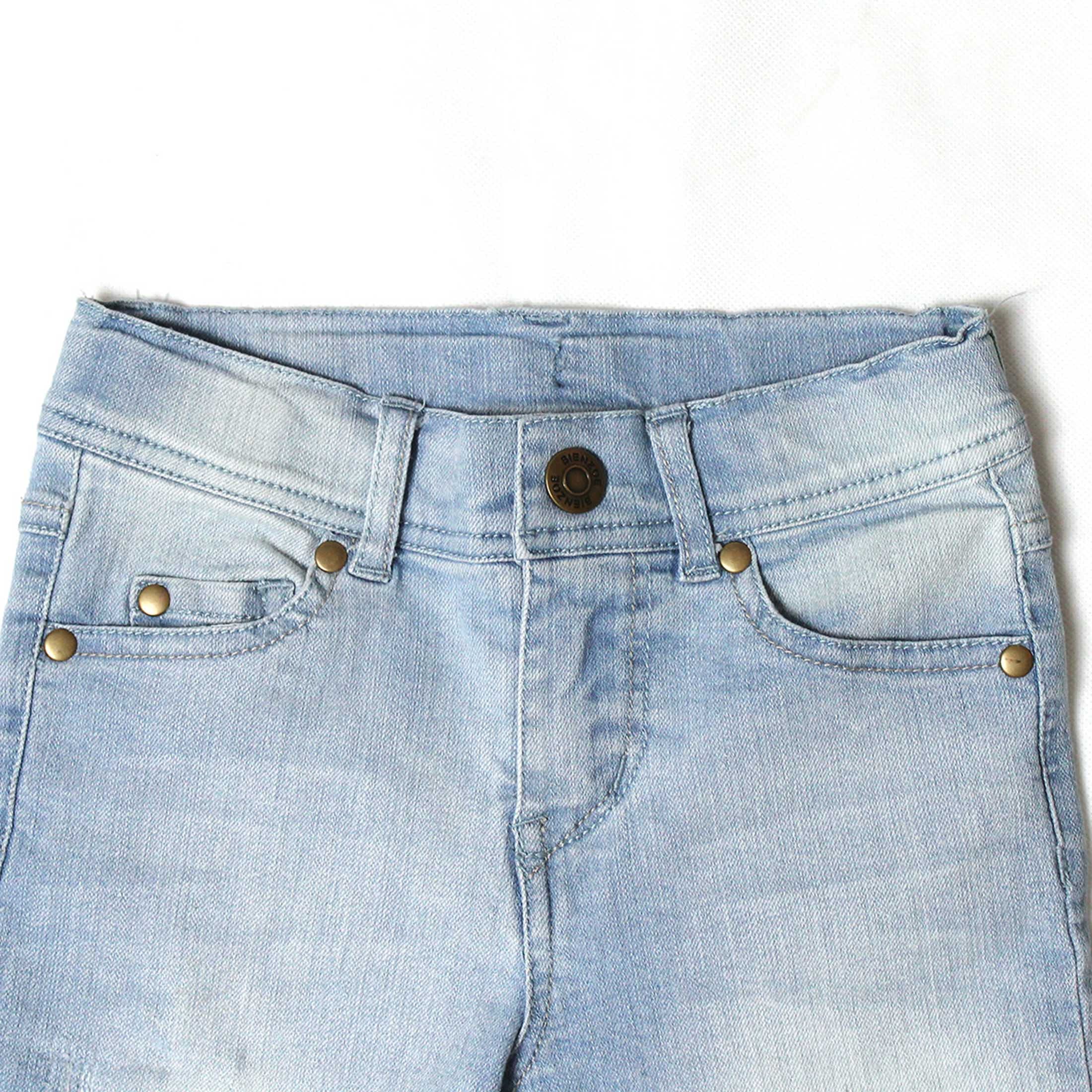 Bienzoe Pantaloncini in jeans da ragazza: pantaloncini elasticizzati a vita bassa per bambini - da indossare tutto il giorno - perfetti per le attività estive