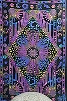 Vista 4 de ICC - Tapiz de teñido anudado de sol ardiente morado, celestial, luna, planeta, bohemio, para colgar en la pared, bohemio, hippie, hippie, tapiz