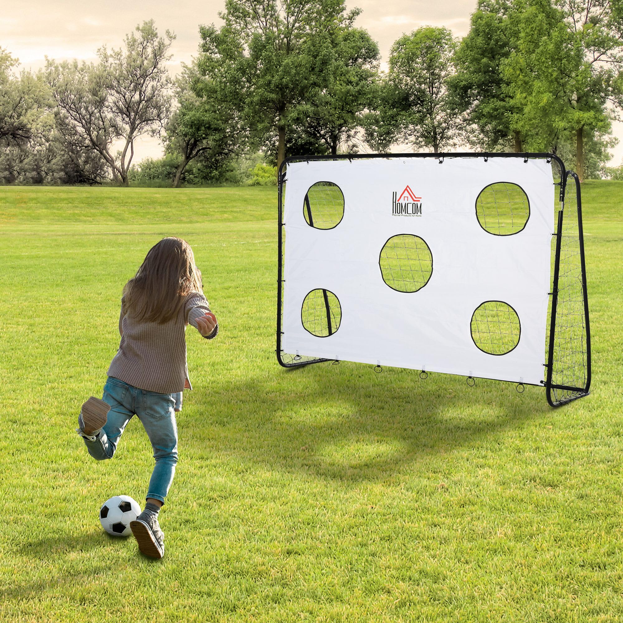 HOMCOM 2-in-1 Fußballtor mit Schießziel 240x88x174 cm Weiß