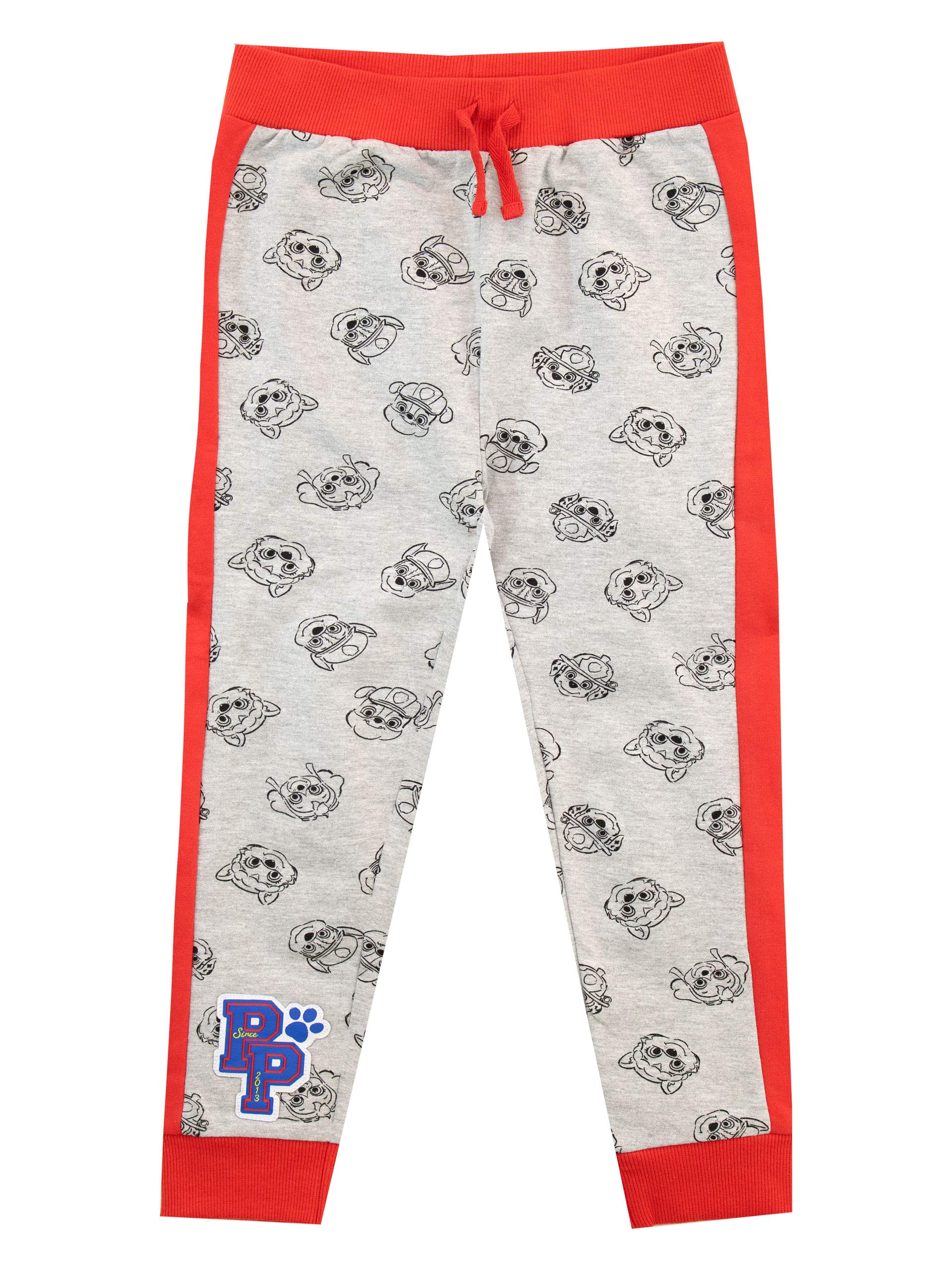 Paw Patrol Joggers for Kids - Grey Sweatpants with Rubble, Skye, Everest, Marshall, Chase Motif - Drawstring Waist, Elasticated Cuffs - Size 6-7 Years