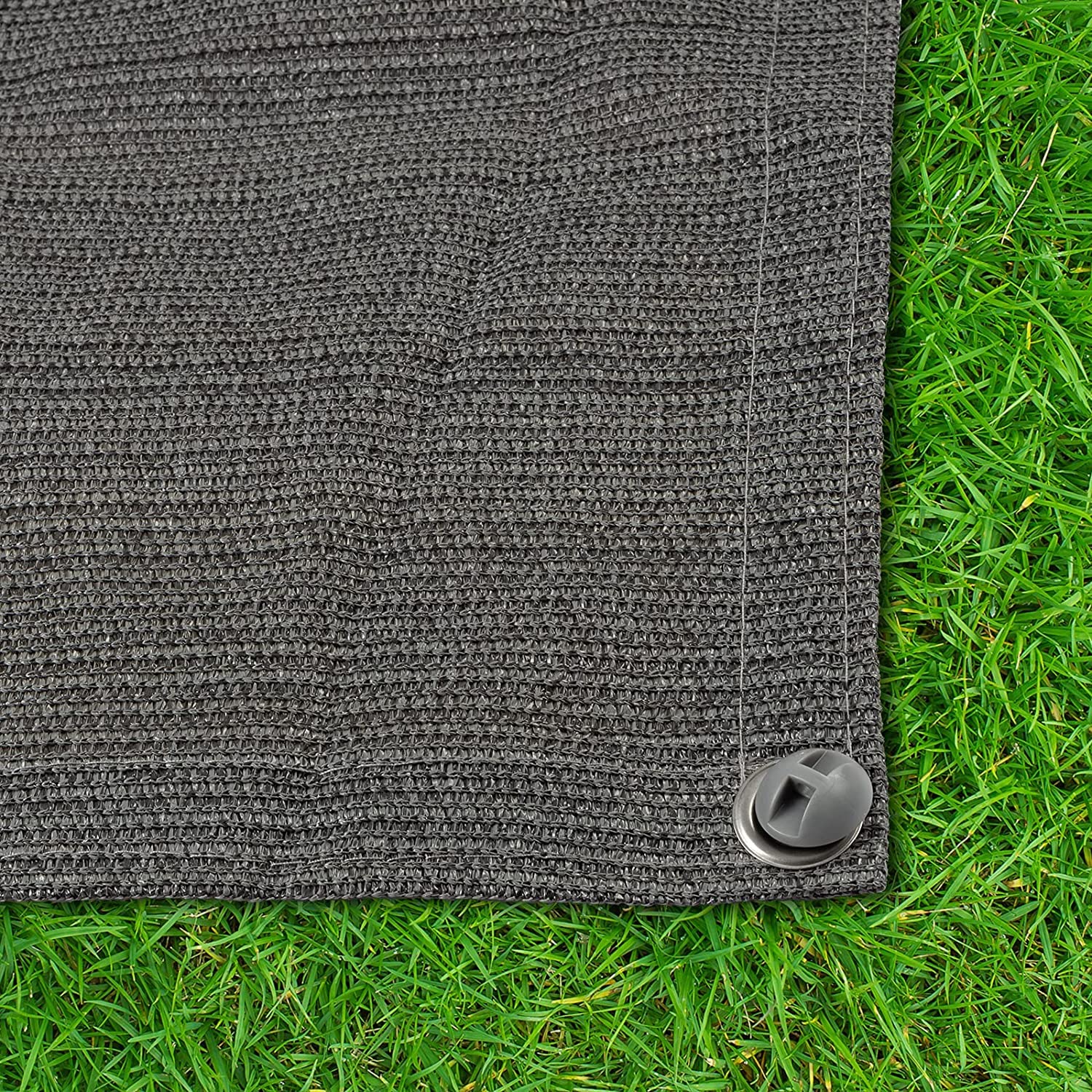 Floordirekt Camping Vorzeltteppich - 240 g/m² HDPE - mit Edelstahl-Ösen & 4X T-Heringe - wasserdurchlässig & atmungsaktiv - Markisenteppich Vorzeltboden Vorzelt Teppich Bodenplane Zeltteppich