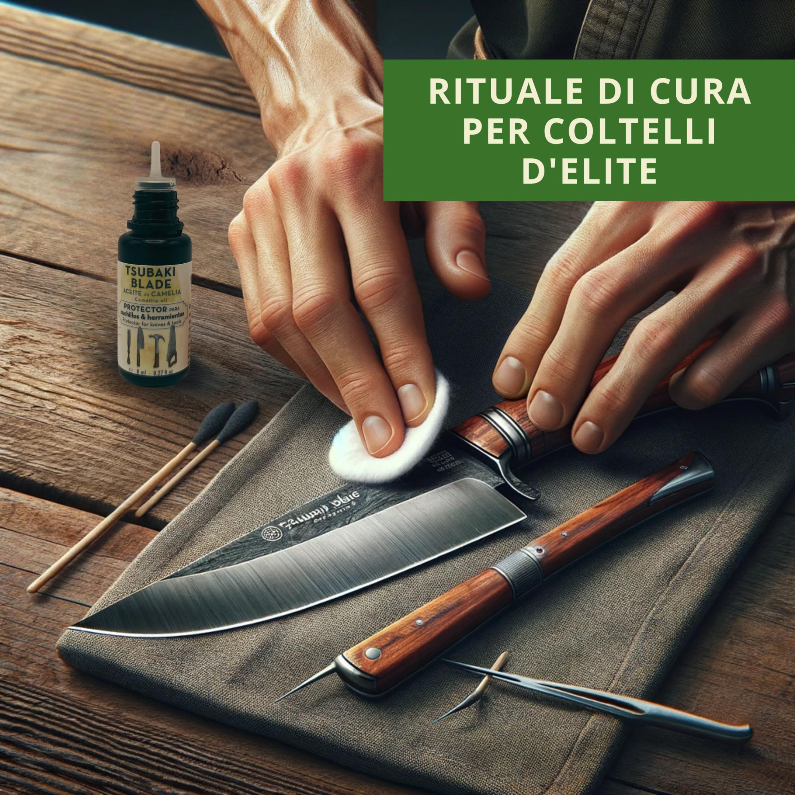 Tsubaki Blade | Olio di Camellia per Coltelli e Strumenti - Protettore Antiossidante, Lubrificante Naturale, Ideale per Coltelli in Acciaio al Carbonio e Legno - 100% Puro e Senza Prodotti Chimici