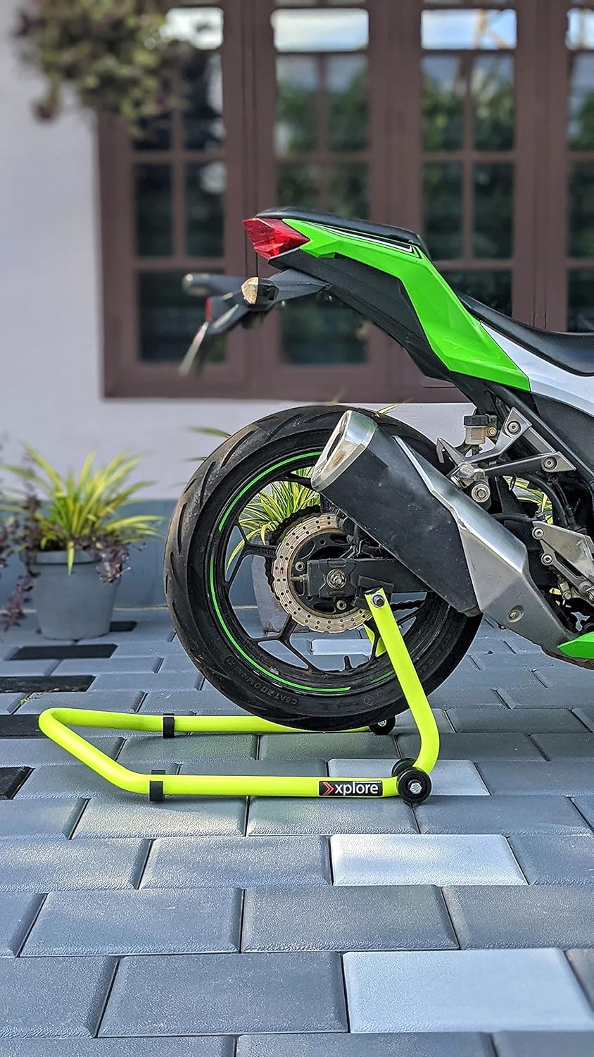 Xplore premium flourscent yellow Rear Paddock Stand with Swing Arm Rest