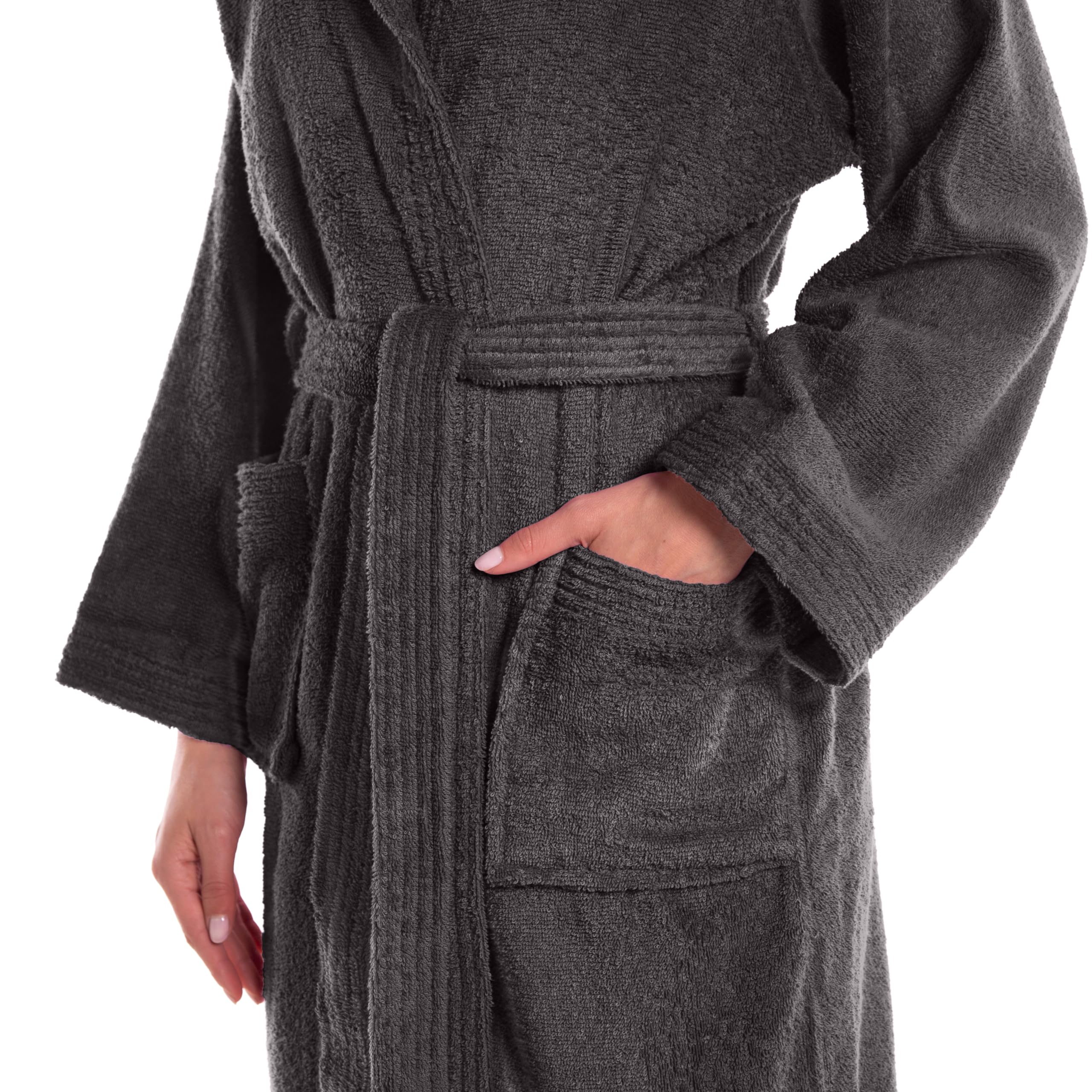 Caleffi – Peignoir Bain Homme et Femme en 100% coton, doux, absorbant et respirant, avec capuche, ceinture et poches – Parfait pour la salle de bain, le spa ou le sauna - Robe Chambre Femme