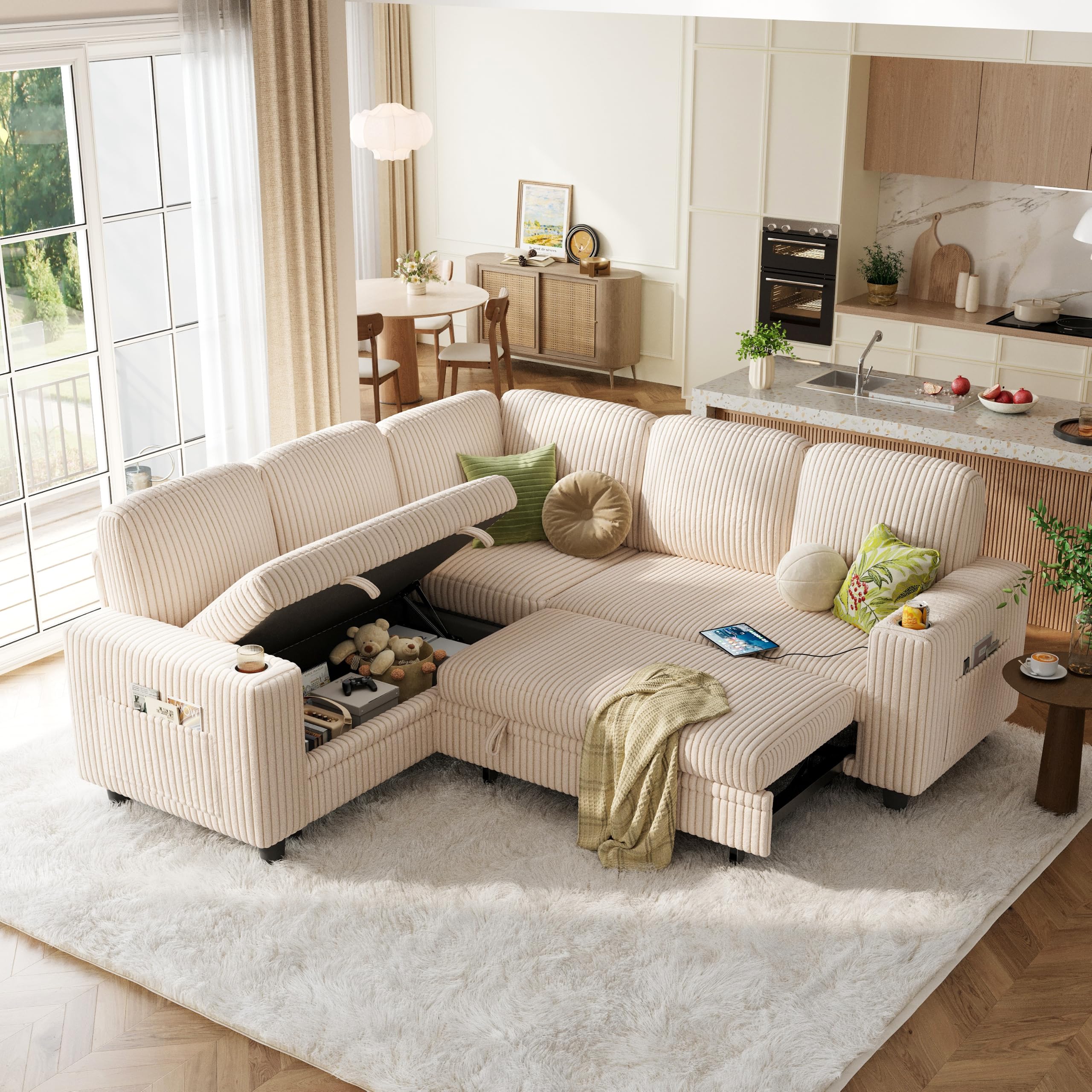 LINSY HOME 81 Inch L Shape 5 Seats Sectional