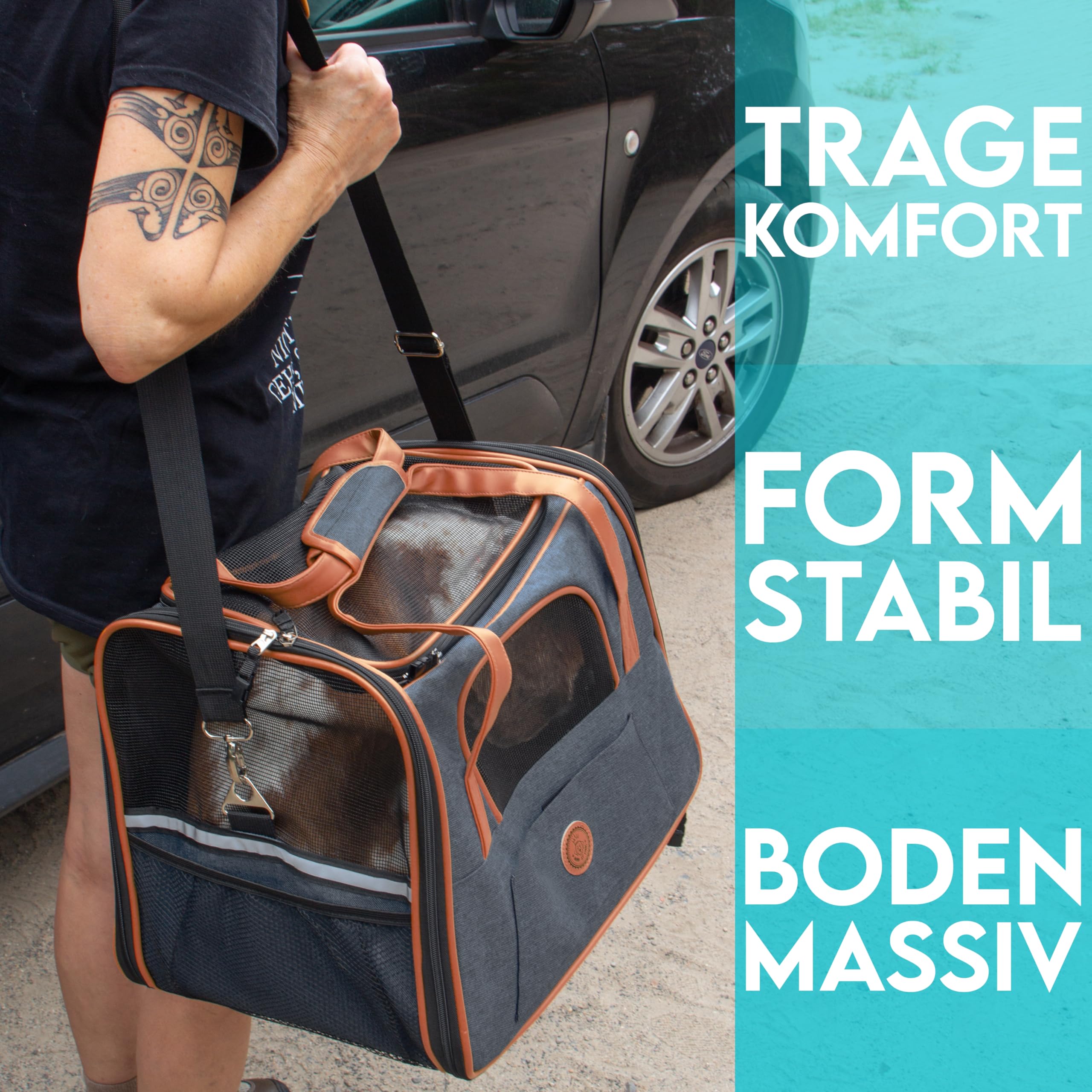 HUND IST KÖNIG Borsa per cani e gatti fino a 8 kg – Borsa per il trasporto di cani di alta qualità – Borsa per il trasporto per gatti – Pieghevole portatile per cani e gatti