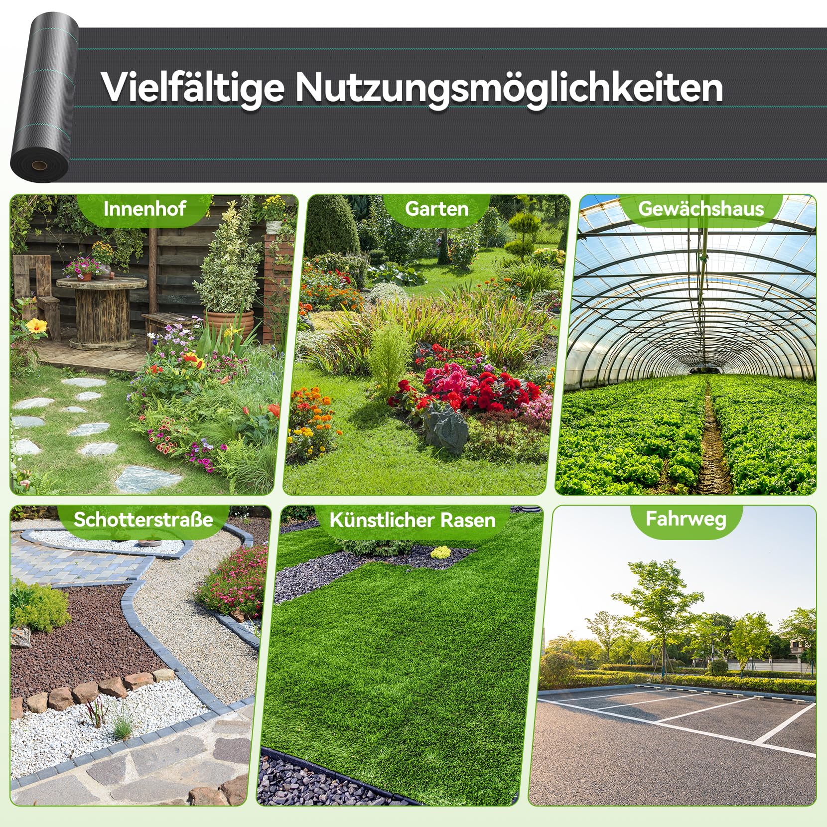 iropro Unkrautvlies Gartenvlies 3m x 10m,30m² Unkrautflies für Garten Unkrautfolie Wasserdurchlässig 90g/m² Reißfestes Unkrautgewebe Rolle Unkrautfolie,Anti Repousse,Hohe UV-Stabilisierung