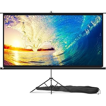 Projection Screen on Feet, 100 Inch - Indoor and Outdoor Projector Screen for Movies or Presentations - Display on Tripod HD