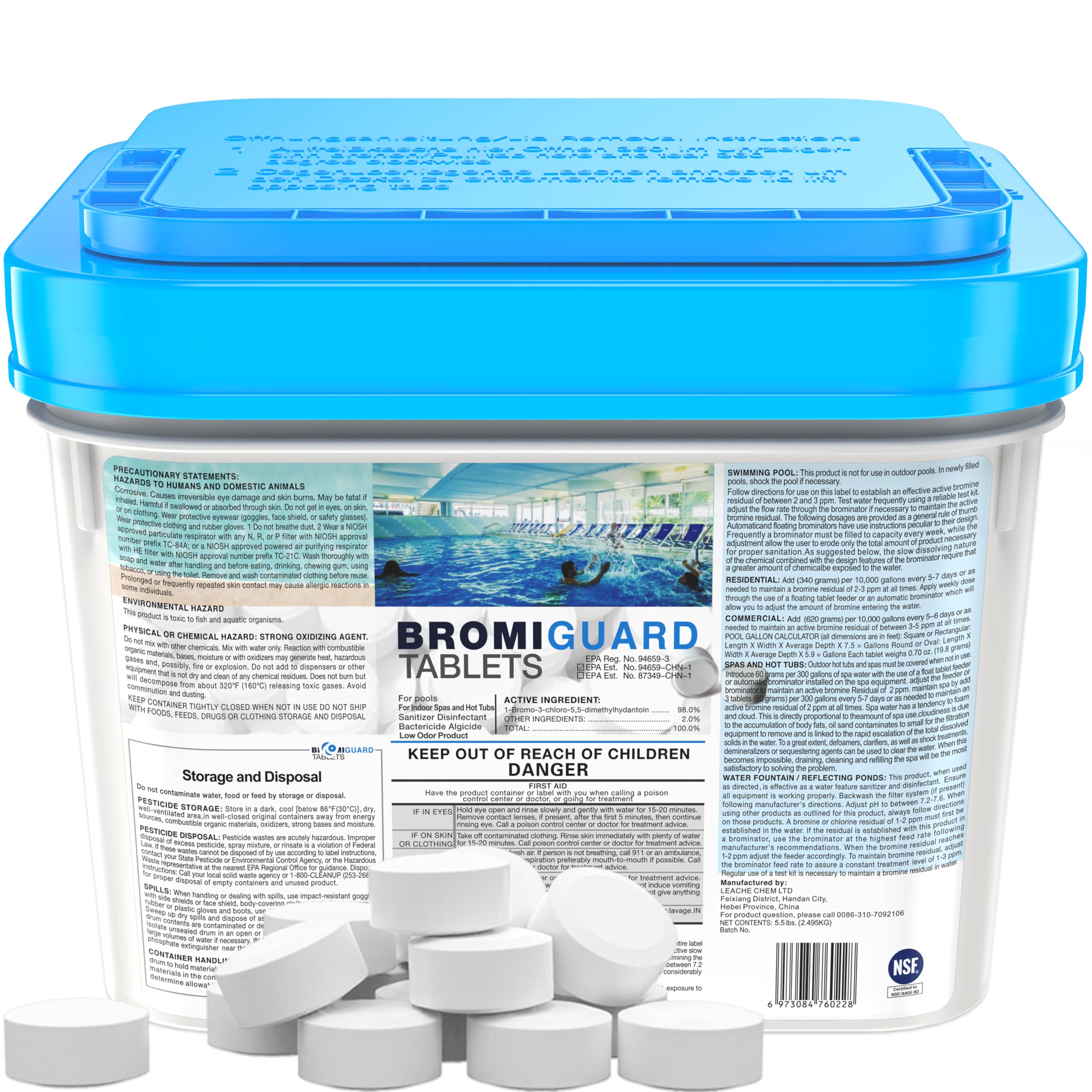 【 5.5 lbs】 1inch Bromine Tablets for Spa Hot Tub, Chemicals Bromine Tabs