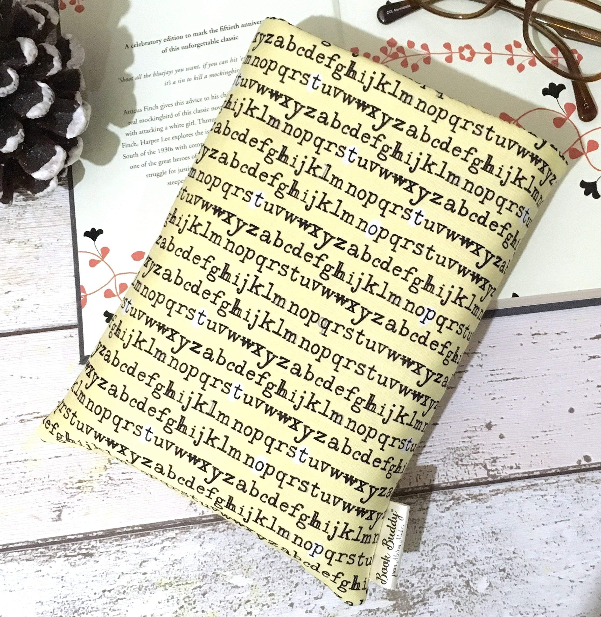 Typewriter Book Buddy - Padded Alphabet Book Sleeve, 4 Sizes, Reader Writer Gift