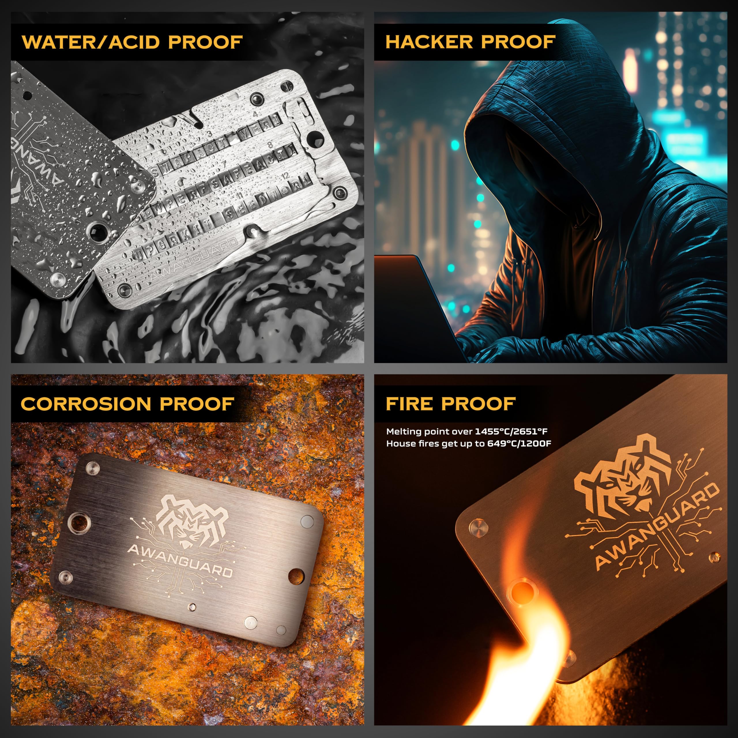 AWANGUARD Premiere - Bitcoin Steel Wallet, 24 x Seed Phrase Recovery Key  Backup, Offline Crypto Wallet, Cold Krypto Seeds Storage - Compatibel met  alle BIP39 portemonnees : Amazon.com.be: Kantoorproducten