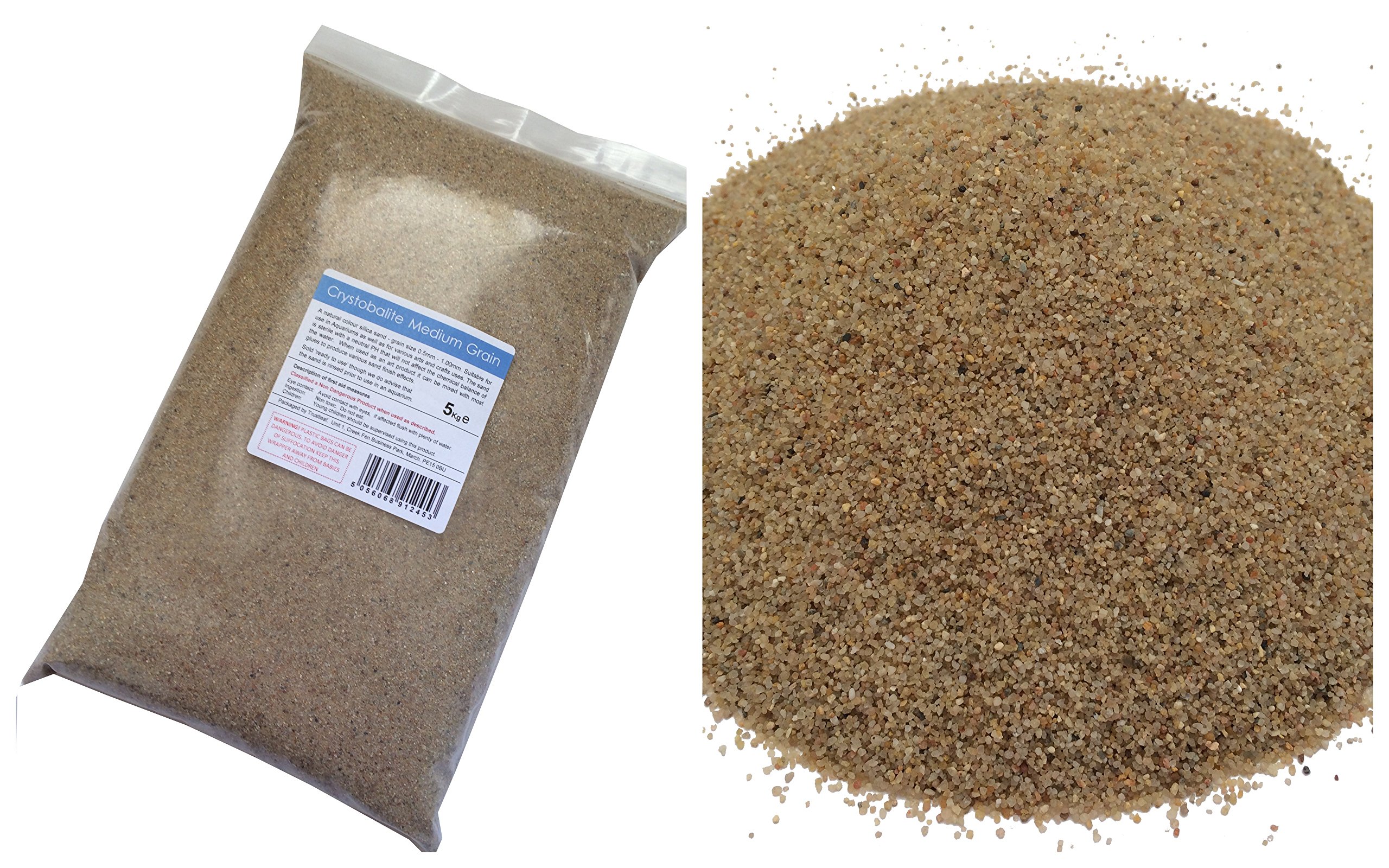 Trustleaf Brown 5Kg Natural Colour Silica Sand - Medium Grain - Arts & Crafts - Aquariums