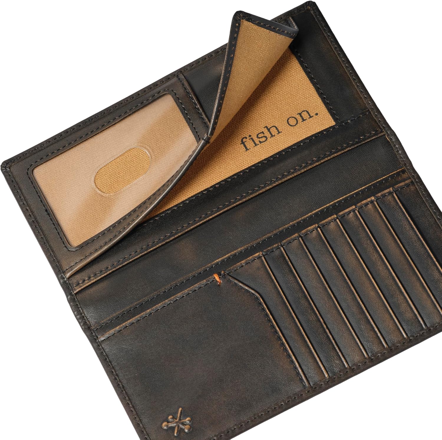 House of Jack Co. Bass Fish Long Bifold Wallet for Men, Full Grain Cowhide Leather Rodeo Wallet, Fishing & Outdoorsman Tall Wallet, Black - Image 3