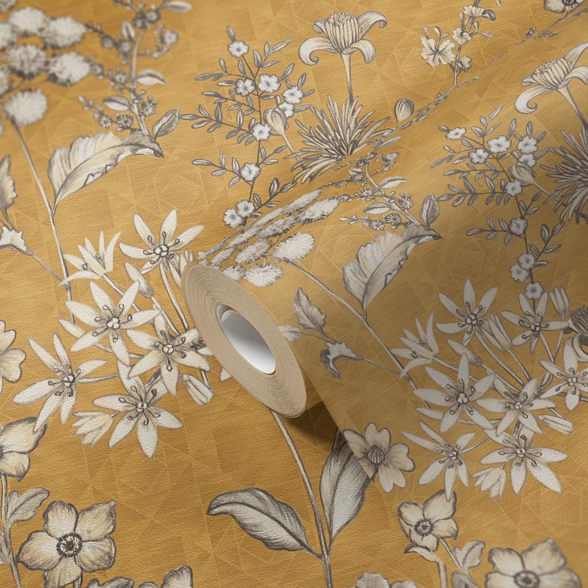 Livingwalls Travel Styles Non-Woven Wallpaper, Floral Wallpaper in Yellow and White - Image 2