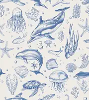 Papel de parede de baleia descasque e cole, papel de contato do oceano do mar azul, papel de parede do mundo subaquático autoadesivo removível à prova d'água para quarto das crianças prateleiras de