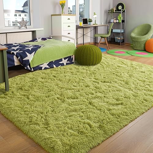 Miniatura 4 de Foxmas Alfombras grandes para sala de estar y dormitorio, de 5 x 8 pies, mullidas y peludas para habitación de niños, alfombra peluda de felpa para