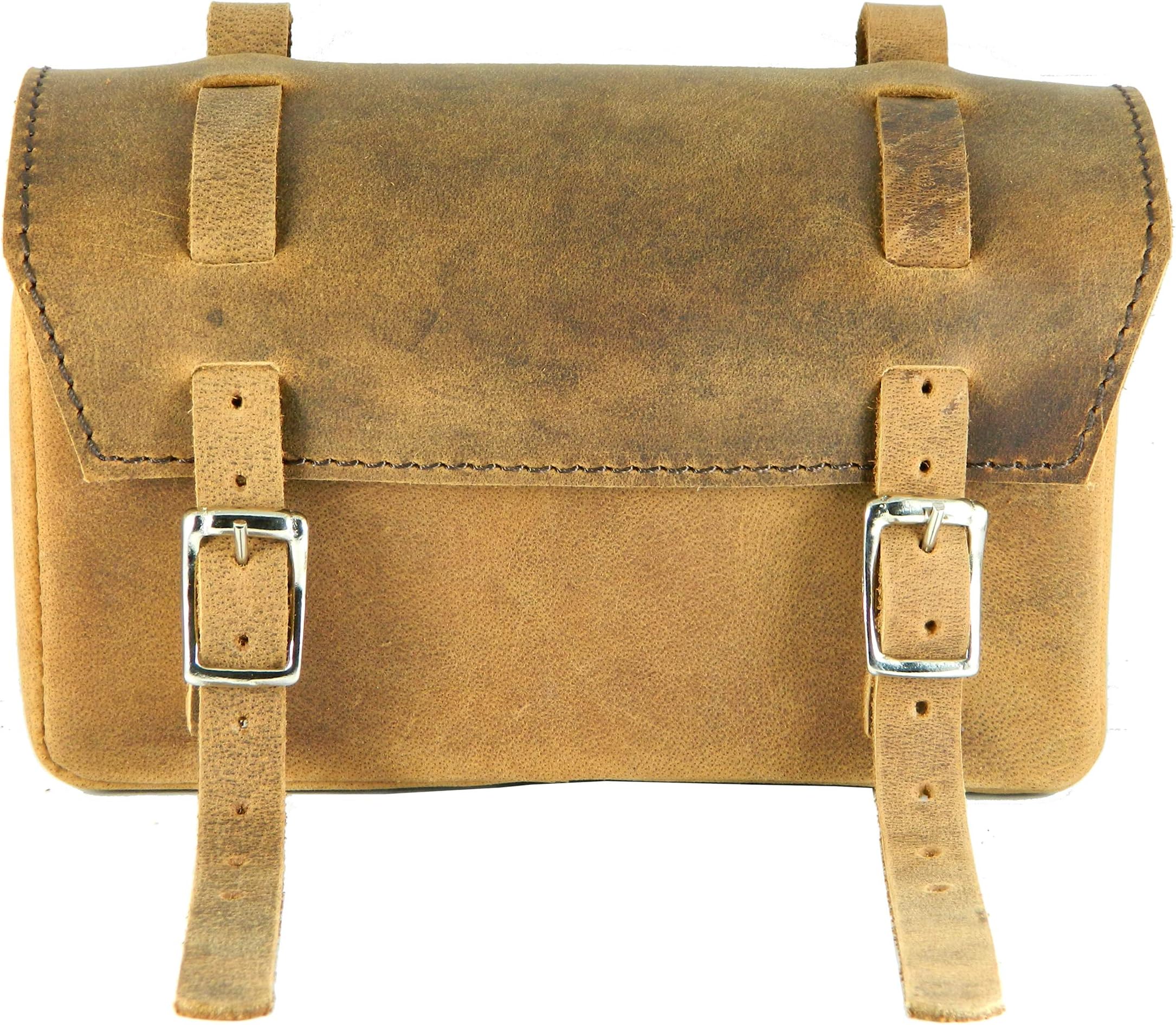 HERTE Leather Bicycle Saddle Bag Utility kit Vintage Bike Bag handlebar, 18 X 9 X 6 cm, Brown