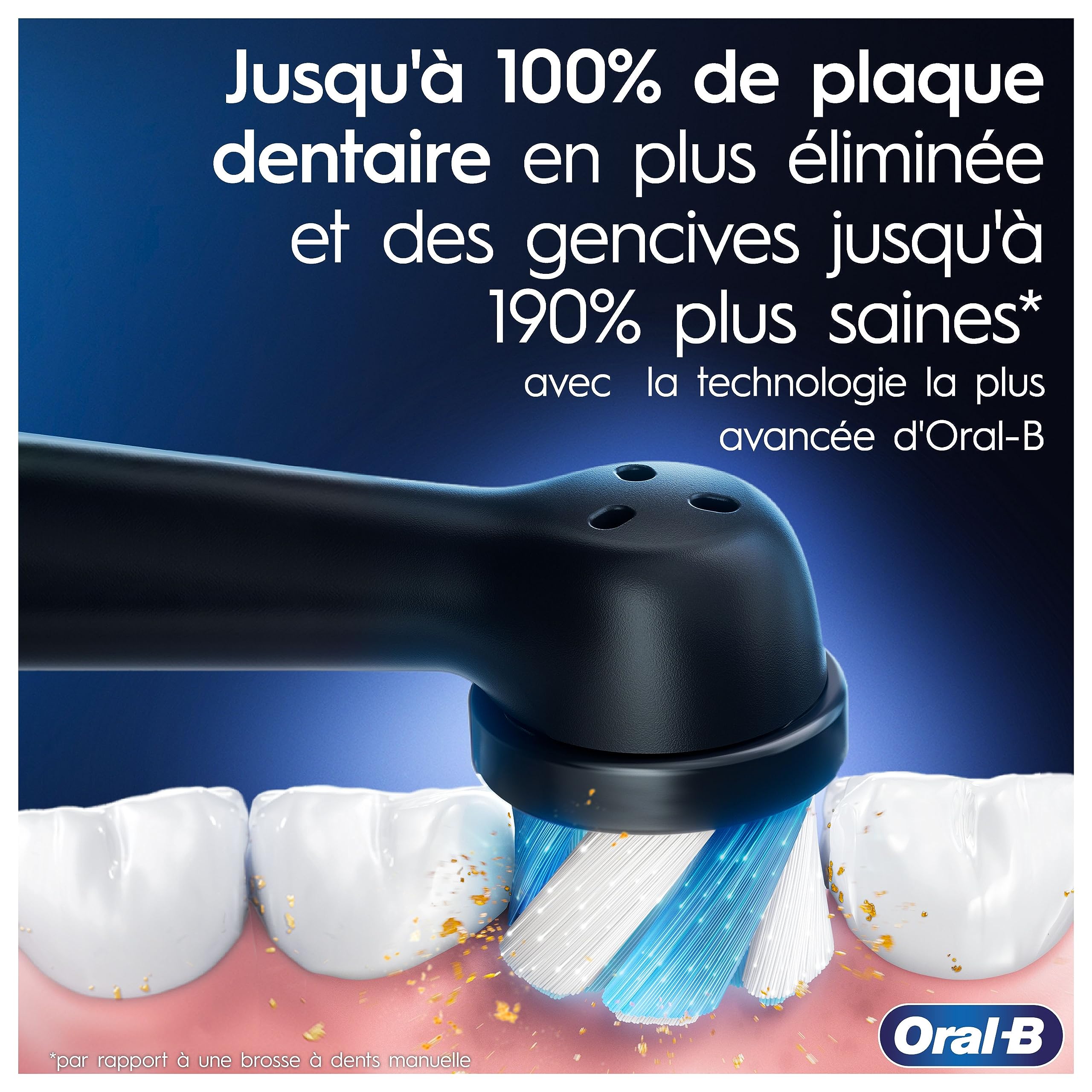 Oral-B iO 7 Duo Brosses À Dents Électriques Noire Et Blanche, Le Capteur De Pression Pour Protéger Les Gencives, Lot De 2 Manches, Des Accessoires, 2 Brossettes Rondes, 1 Chargeur, 1 Étui De Voyage